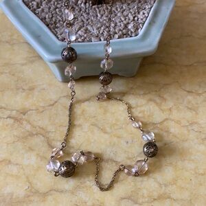 Antique copper lucite long necklace